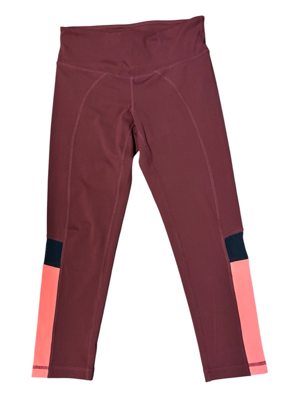 Zella Vertigo Red Tannin Colorblock Mesh Crop Leggings, XS - Picture 5 of 6